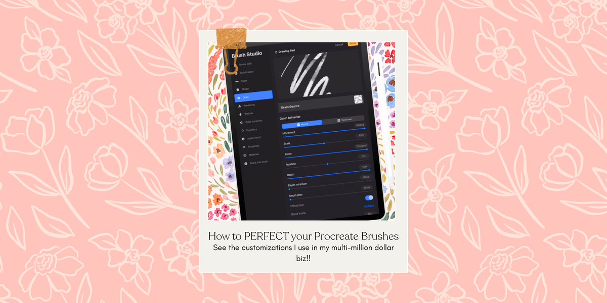 How to PERFECT your Procreate Brushes: see the customizations I use in my multi-million dollar biz!!