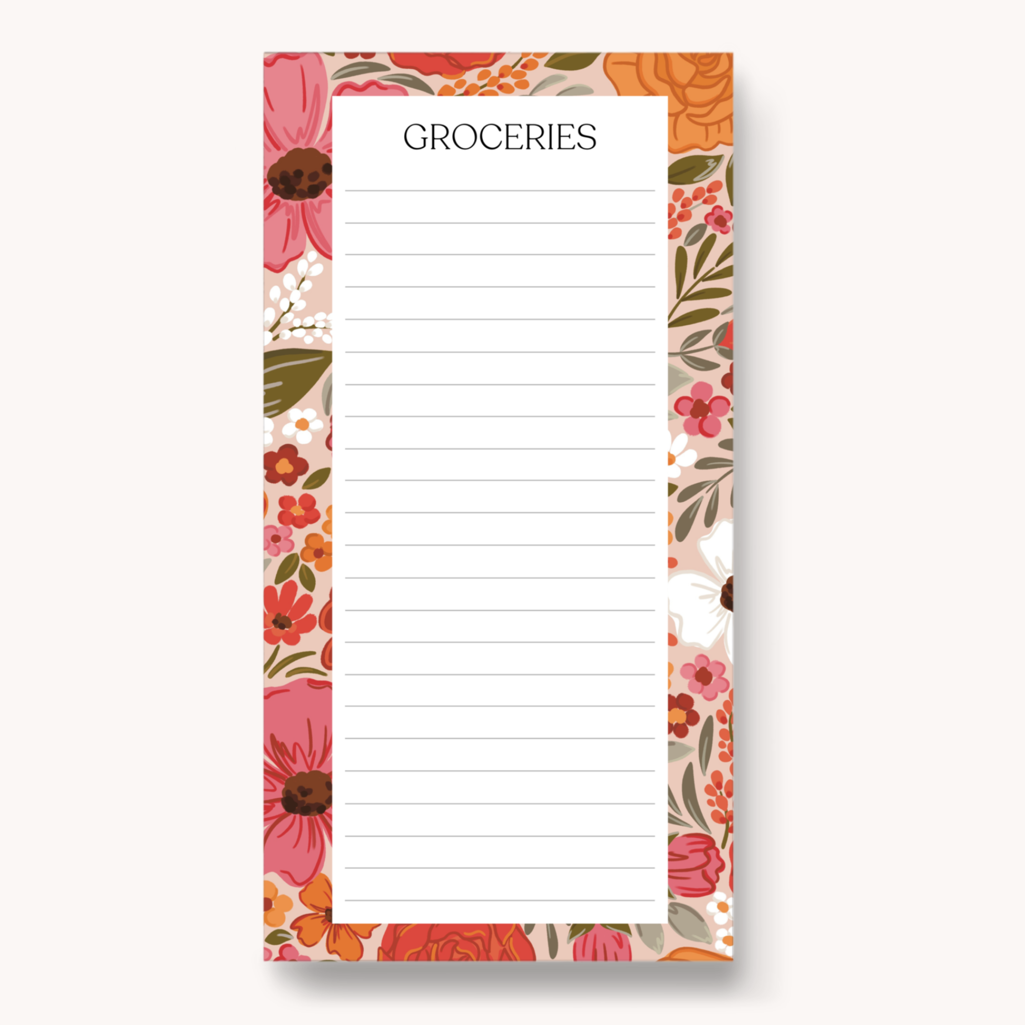 Magnetic Grocery List Notepad, 8x4"