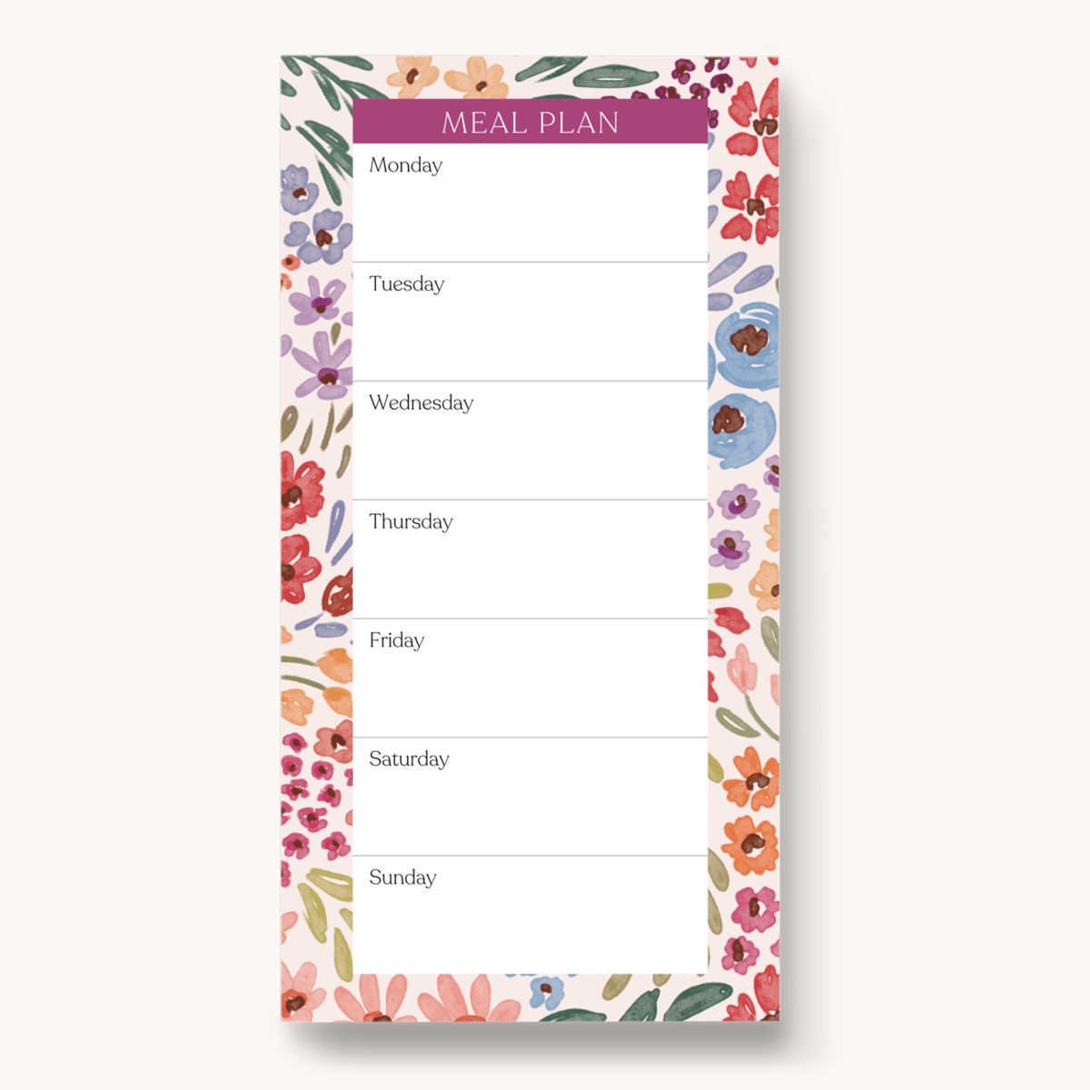 Magnetic Meal Plan Notepad, 8x4"