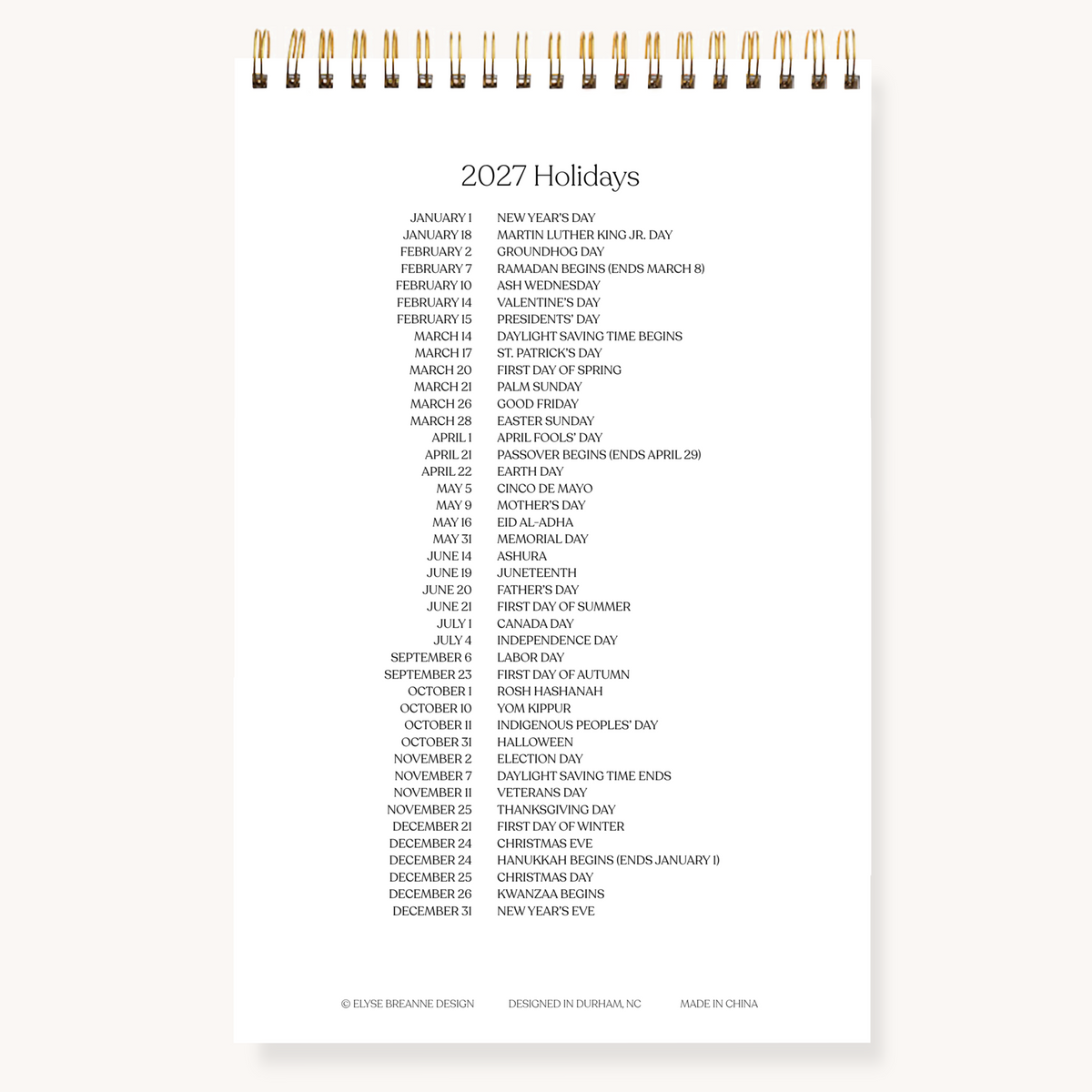 2027 Wall Calendar