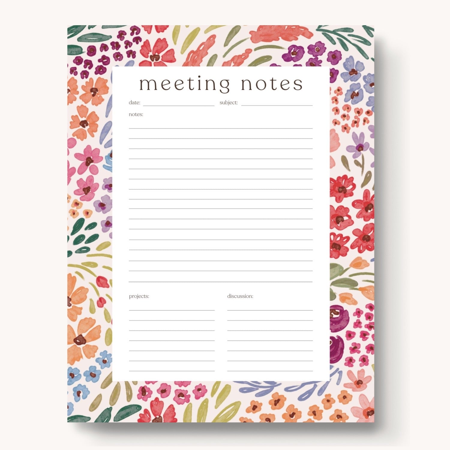 Meeting Notes Notepad, 11x8.5"