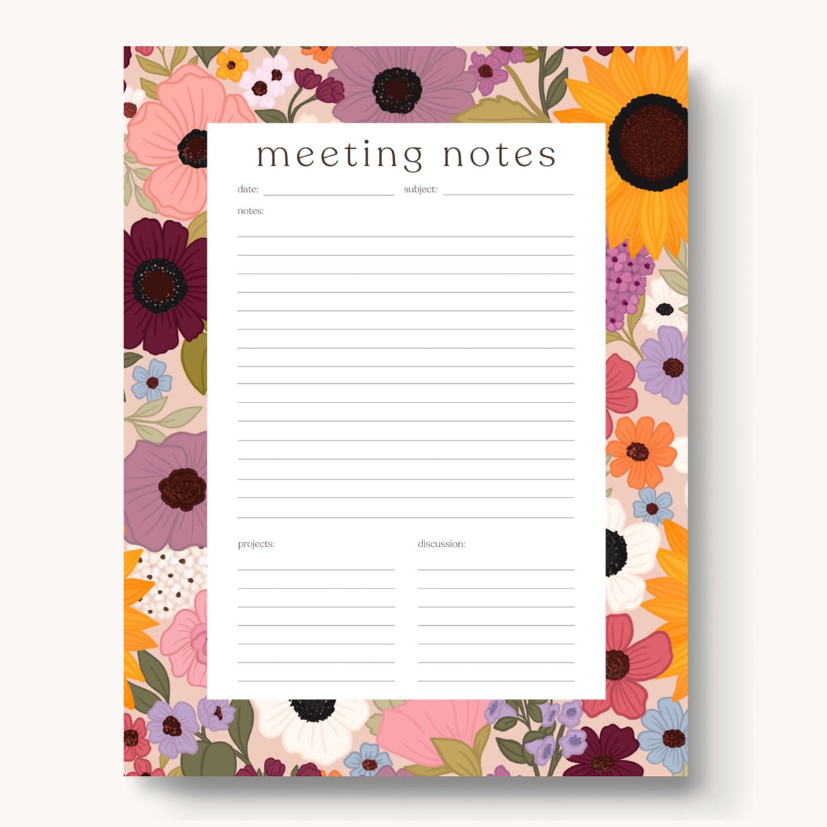 Meeting Notes Notepad, 11x8.5"
