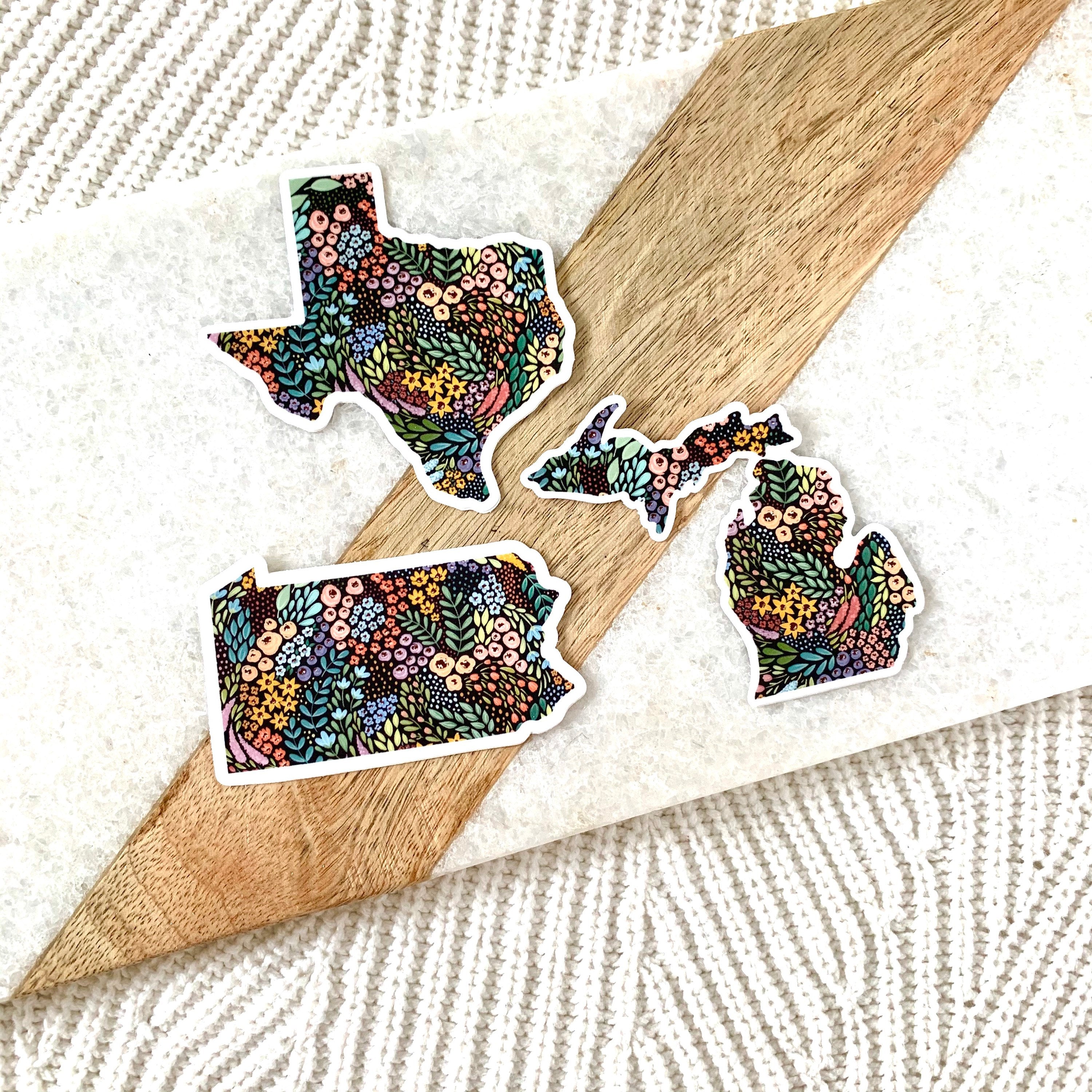 Waterproof Vinyl State Sticker, 3x1.75"