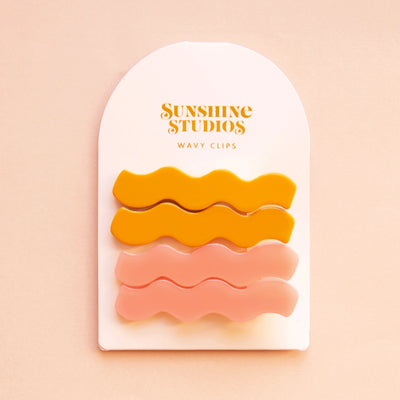 Wavy Hair Clips -  Pink Mango