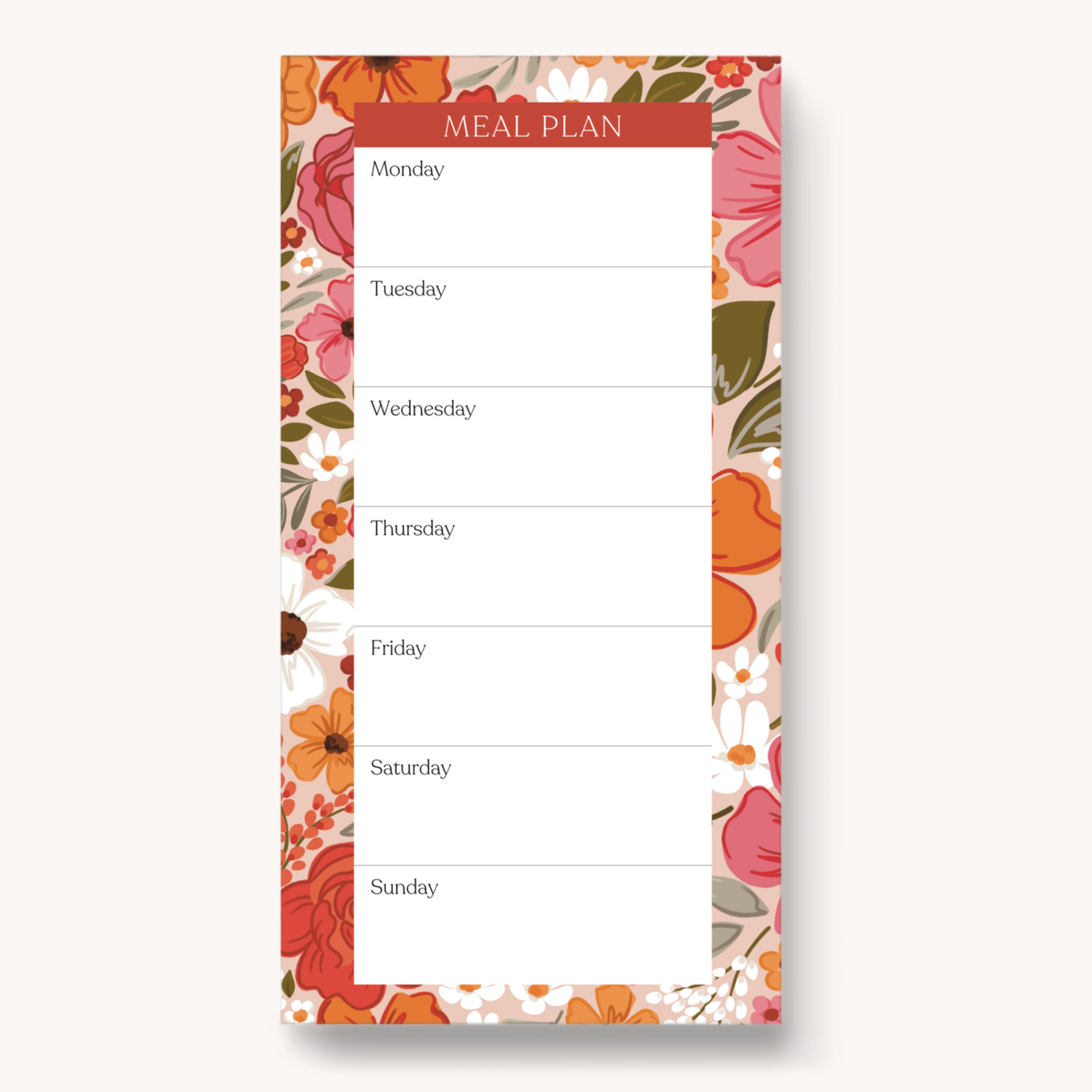 Magnetic Meal Plan Notepad, 8x4"