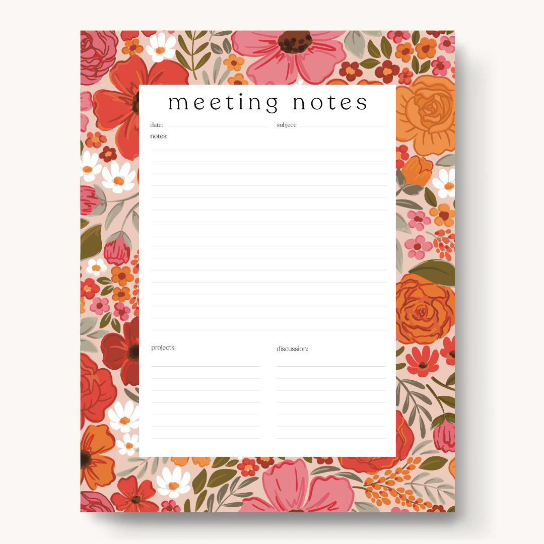 Meeting Notes Notepad, 11x8.5"