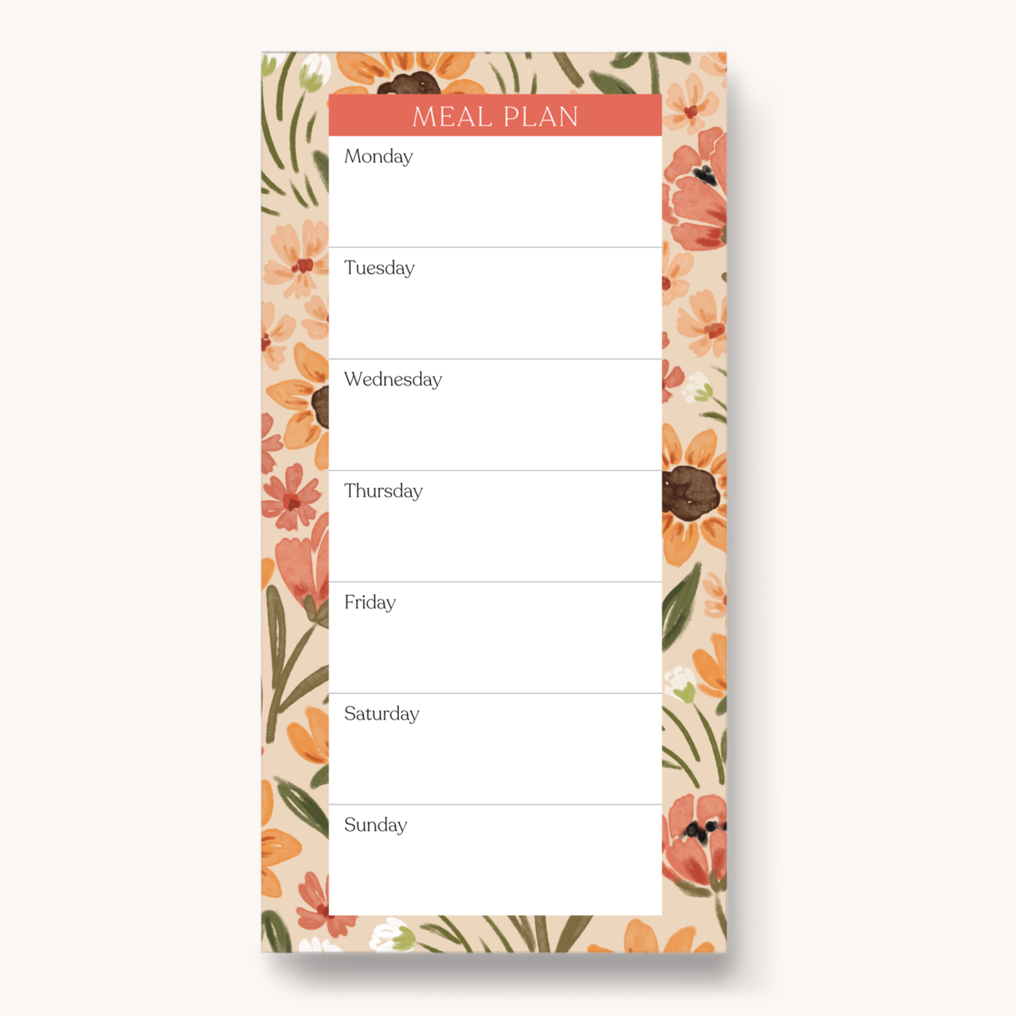 Magnetic Meal Plan Notepad, 8x4"
