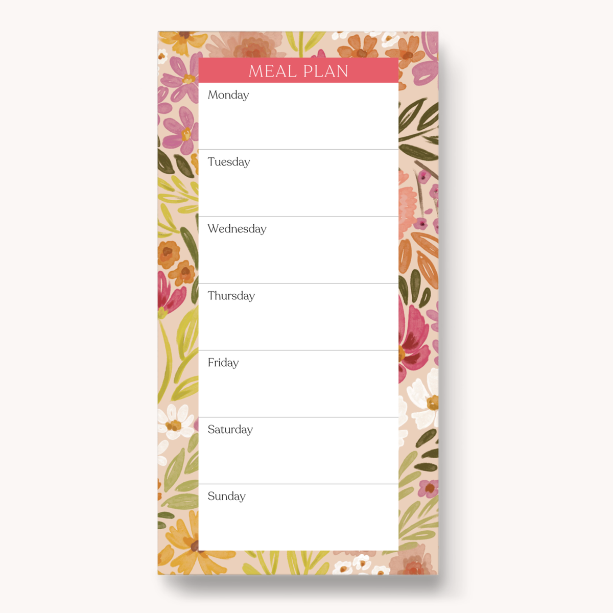 Magnetic Meal Plan Notepad, 8x4"