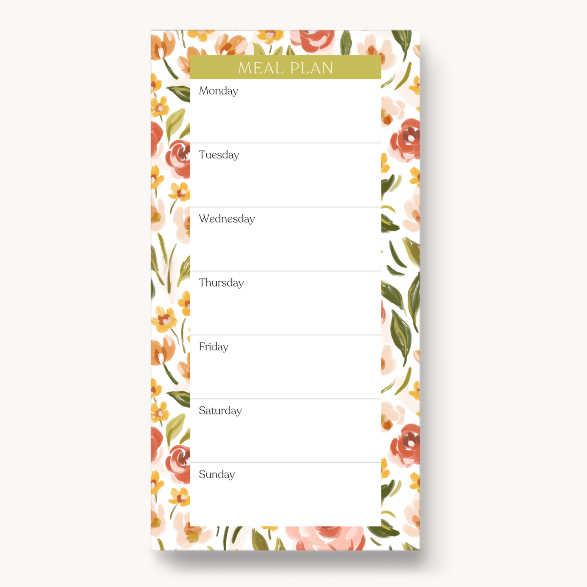 Magnetic Meal Plan Notepad, 8x4"