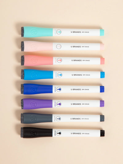 U Brands Medium Tip Dry Erase Markers, 8ct, Assorted Pastels