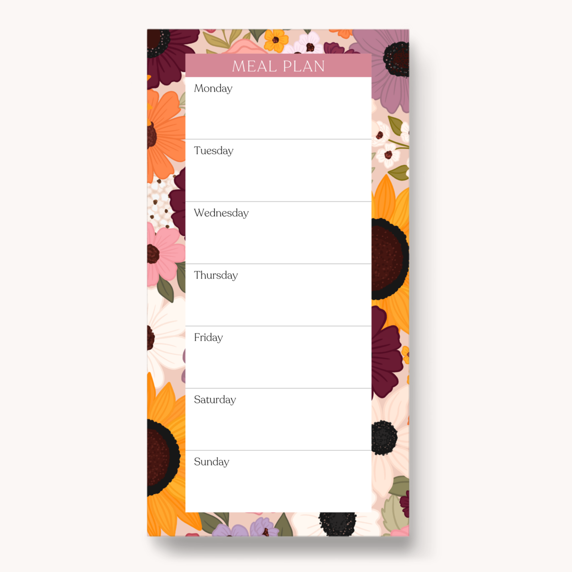 Magnetic Meal Plan Notepad, 8x4"
