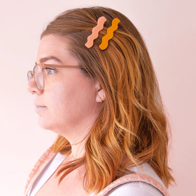 Wavy Hair Clips -  Pink Mango