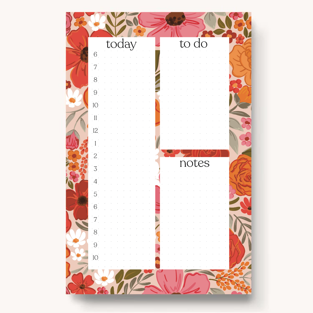 Hourly Daily Planner Notepad, 8.5x5.5"