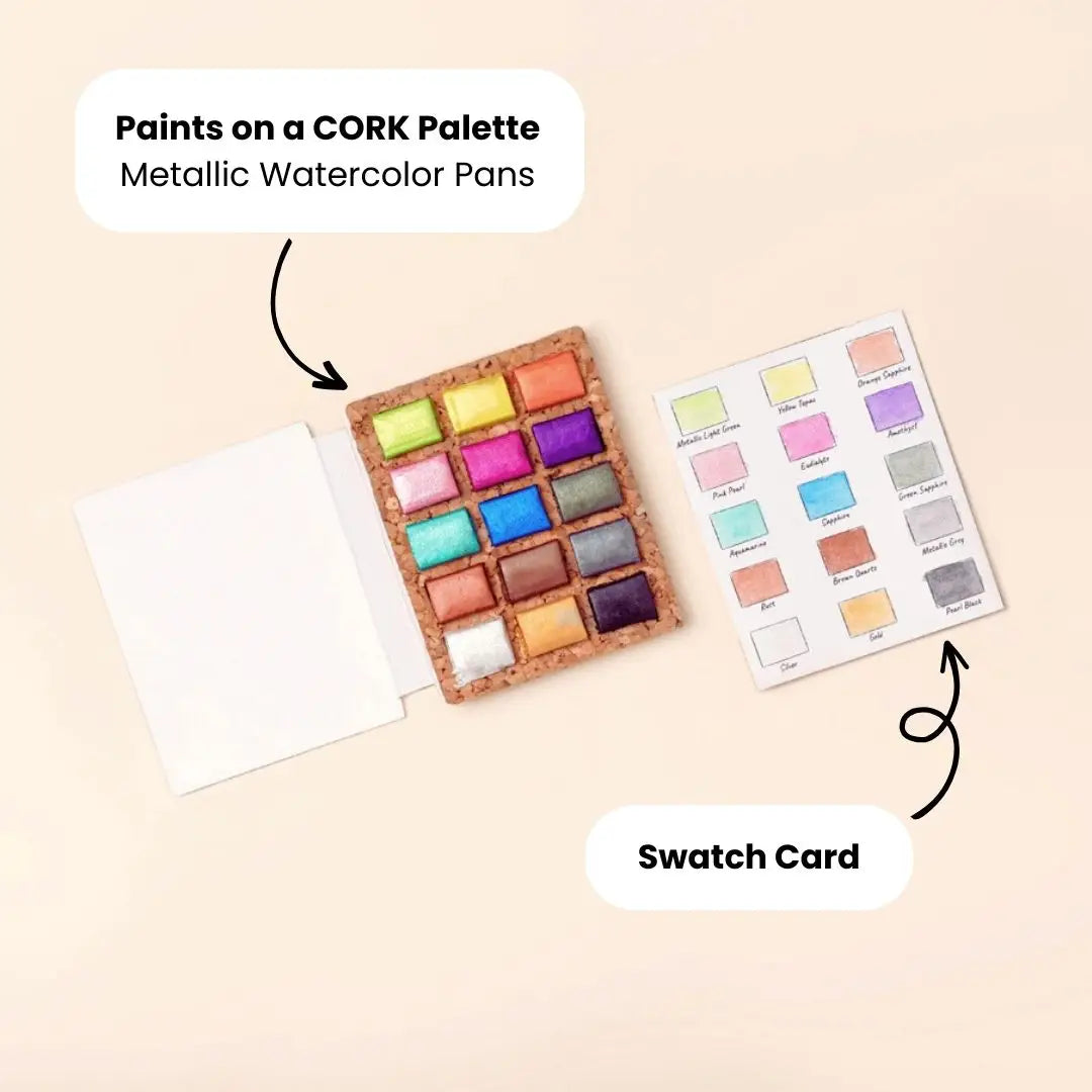 Viviva Watercolor Pans Metallic 15 Colors