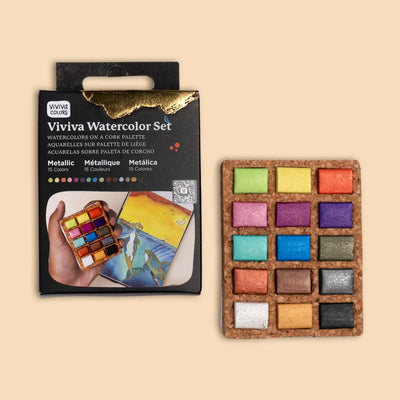 Viviva Watercolor Pans Metallic 15 Colors
