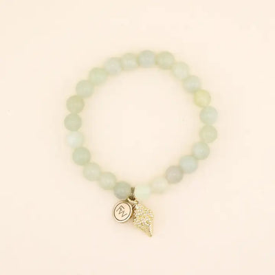 Conch Shell Charm Bracelet in Natural Jade