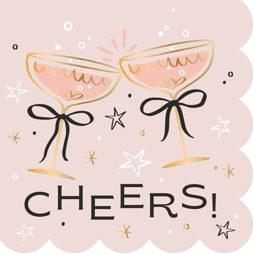 Cheers Bows Foil Cocktail Napkins