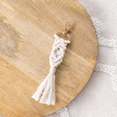 Ivory Macrame Keychain
