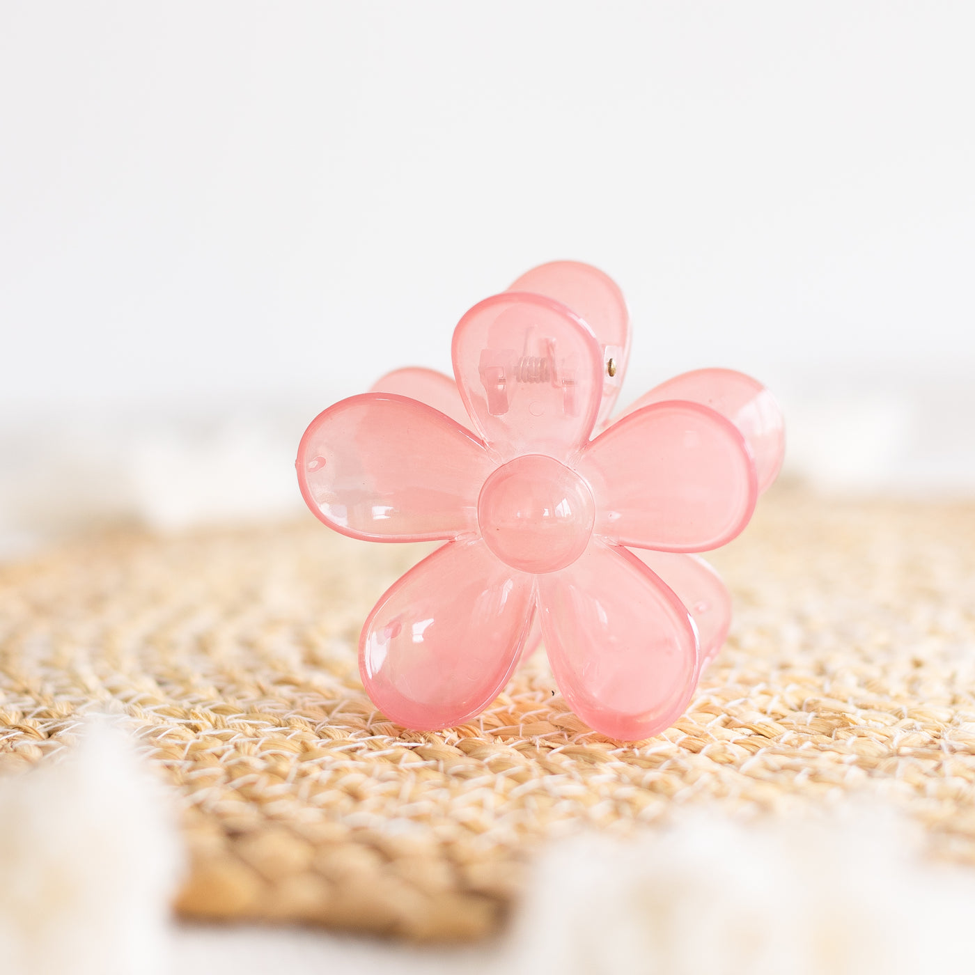 Jelly Pink Big Flower Claw Clip