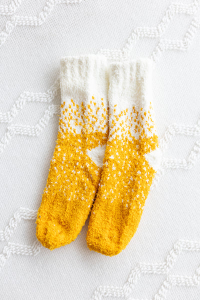 Golden Ombre Dotted Fuzzy Socks