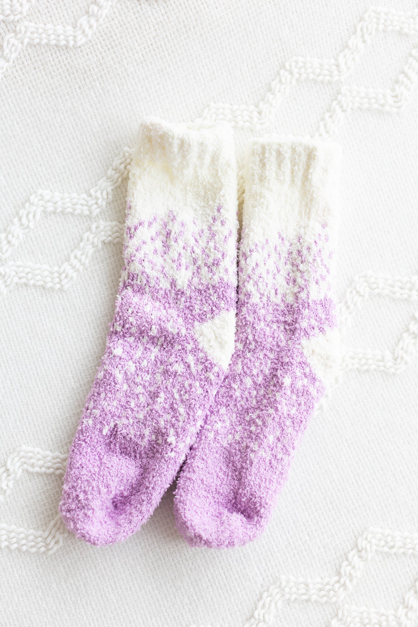Lilac Ombre Dotted Fuzzy Socks