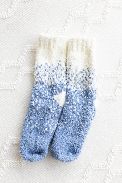 Blue Ombre Dotted Fuzzy Socks