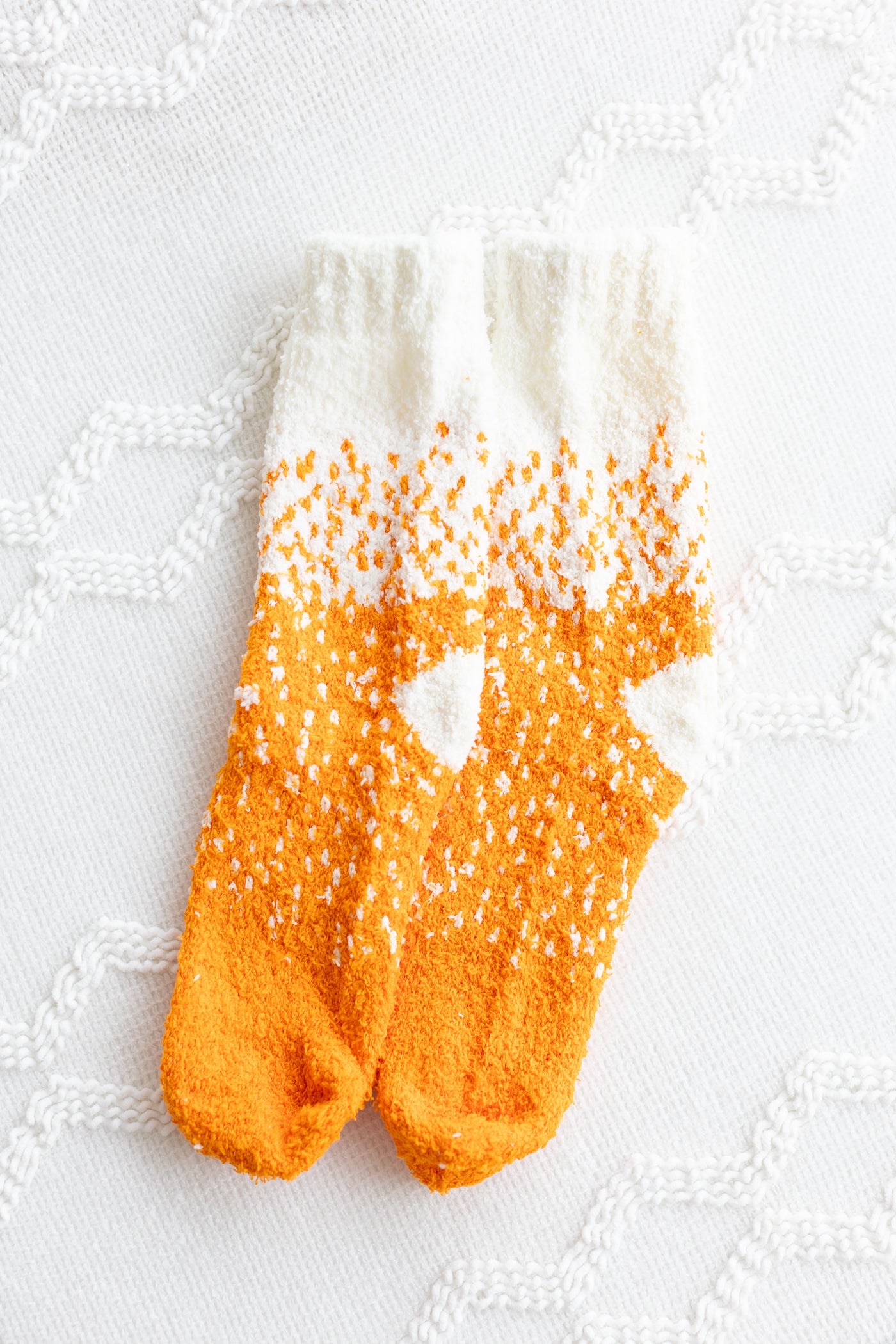 Orange Ombre Dotted Fuzzy Socks