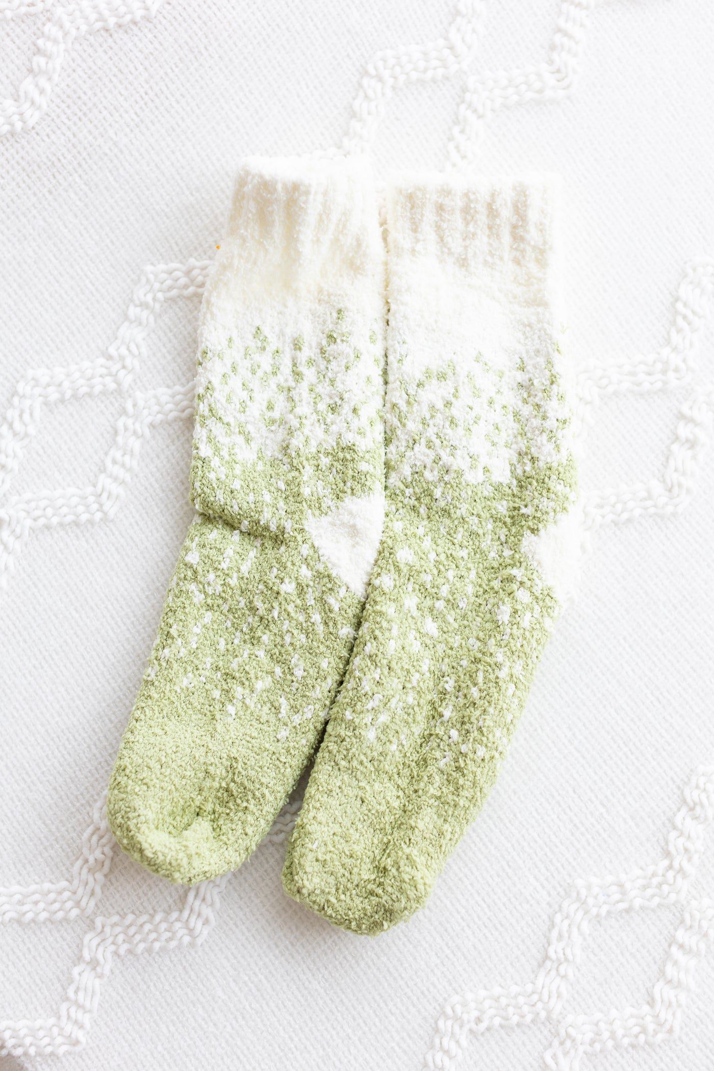 Sage Green Ombre Dotted Fuzzy Socks