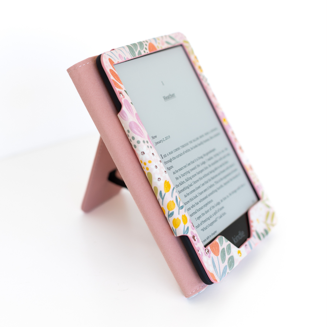 Summer Meadows Kindle Case – Faux Leather with Kickstand & Card
