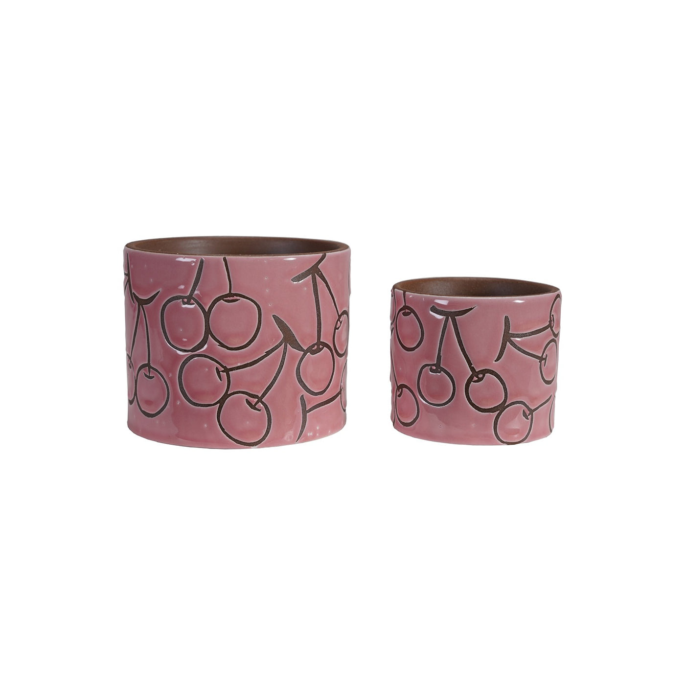 Set of 2 Stoneware Cherry Planters