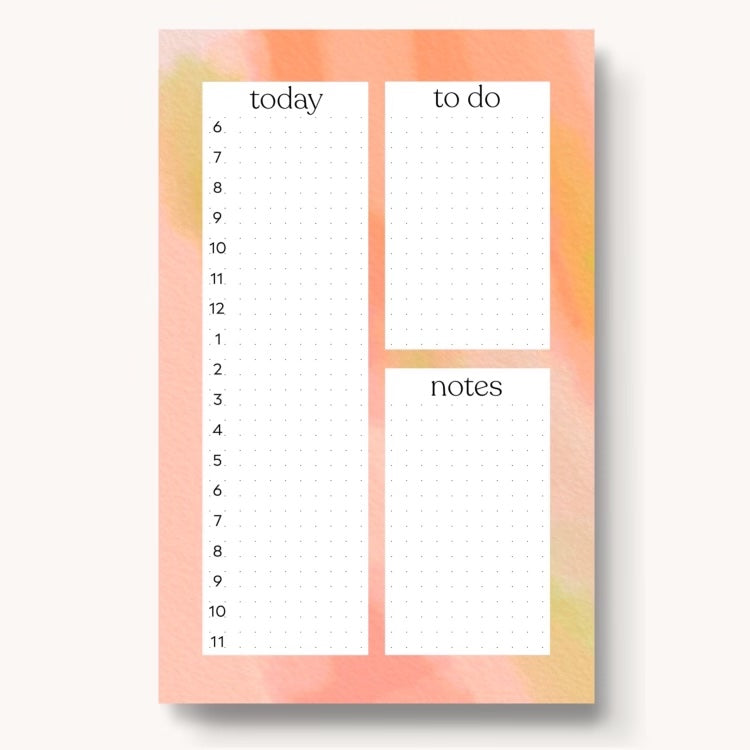 Hourly Daily Planner Notepad, 8.5x5.5"