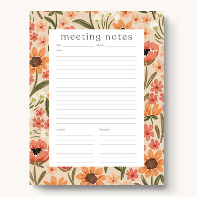 Meeting Notes Notepad, 11x8.5"