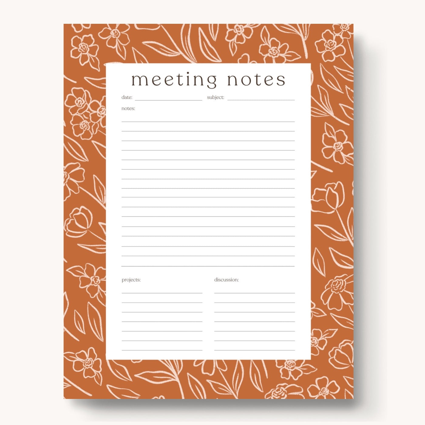 Meeting Notes Notepad, 11x8.5"