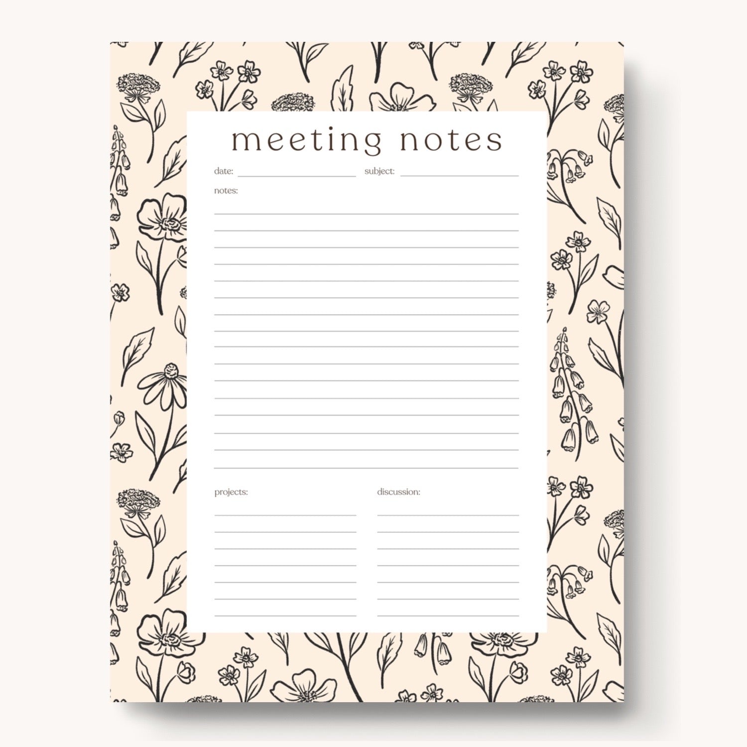 Meeting Notes Notepad, 11x8.5"