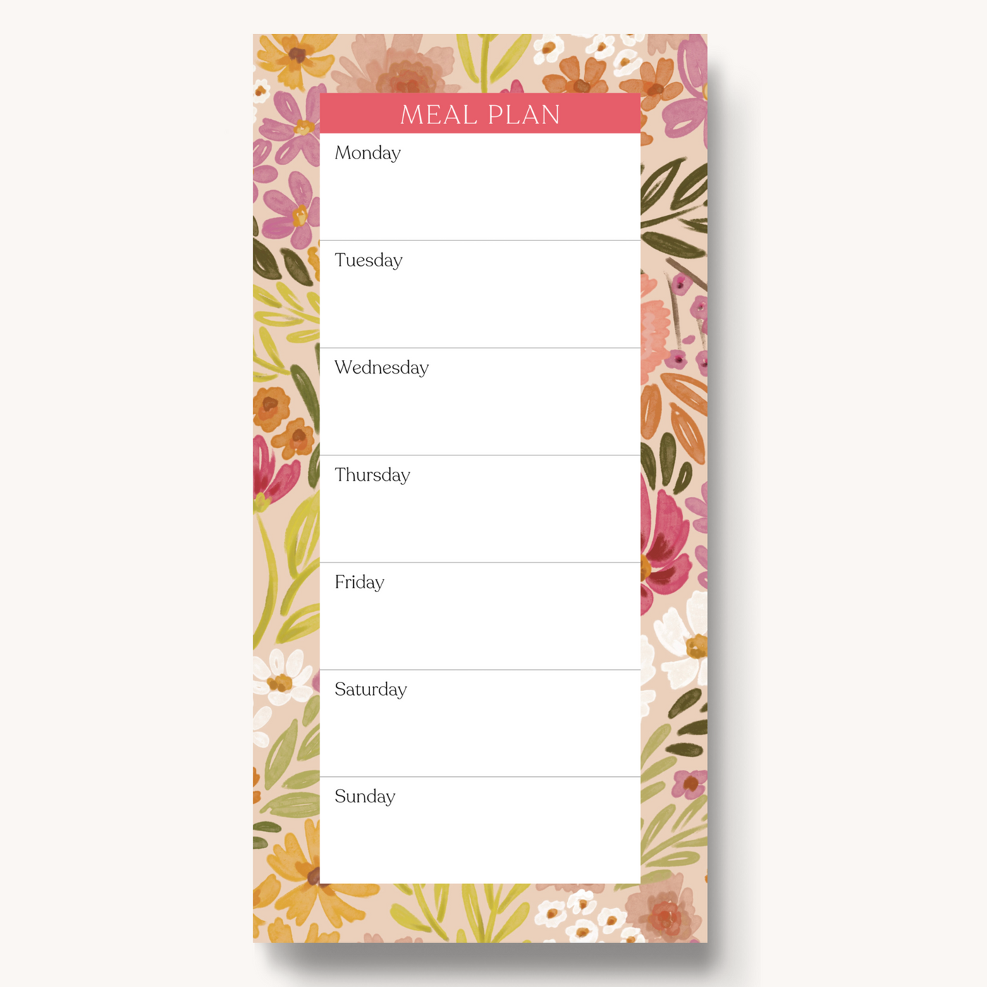 Magnetic Meal Plan Notepad, 8x4"