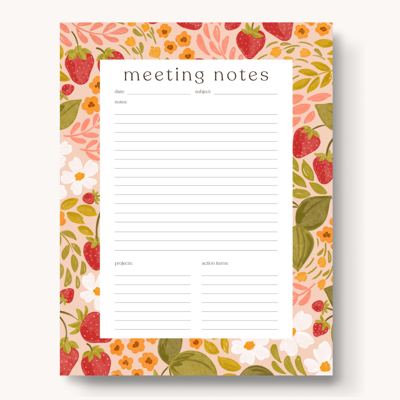 Meeting Notes Notepad, 11x8.5"