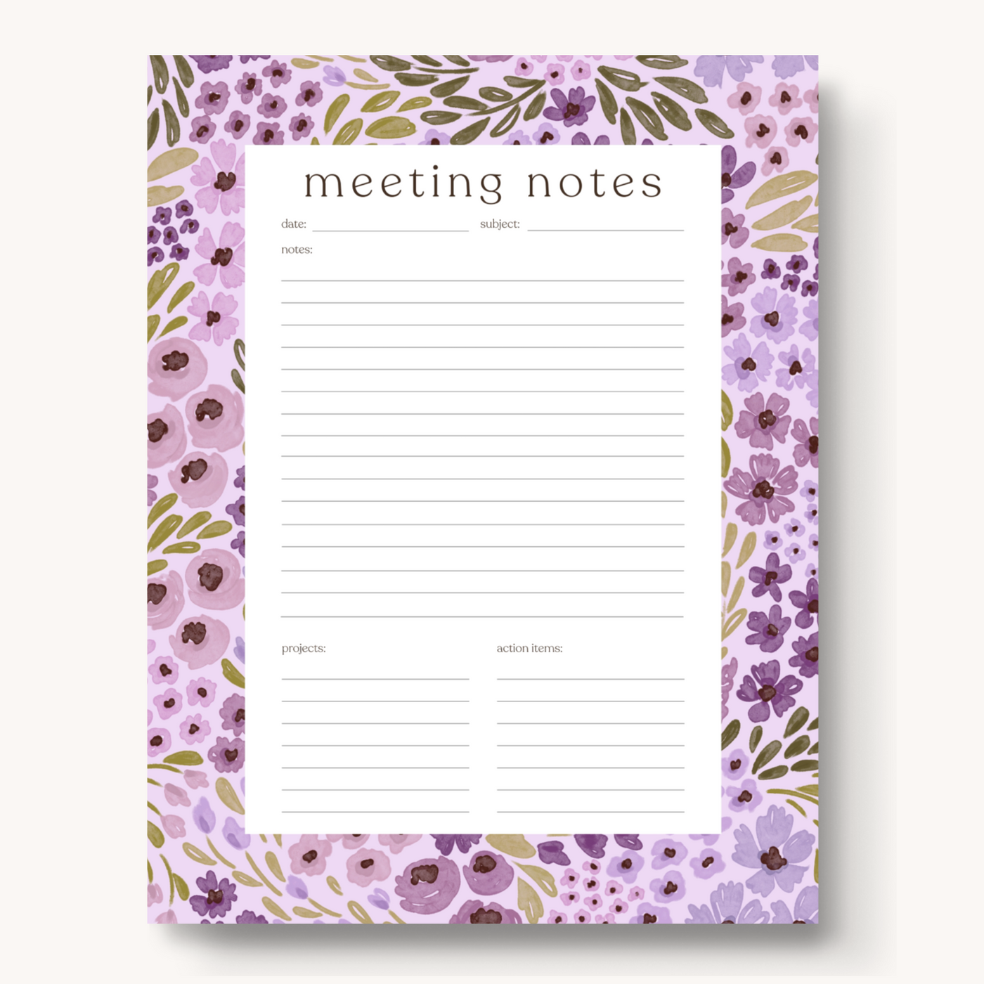 Meeting Notes Notepad, 11x8.5"