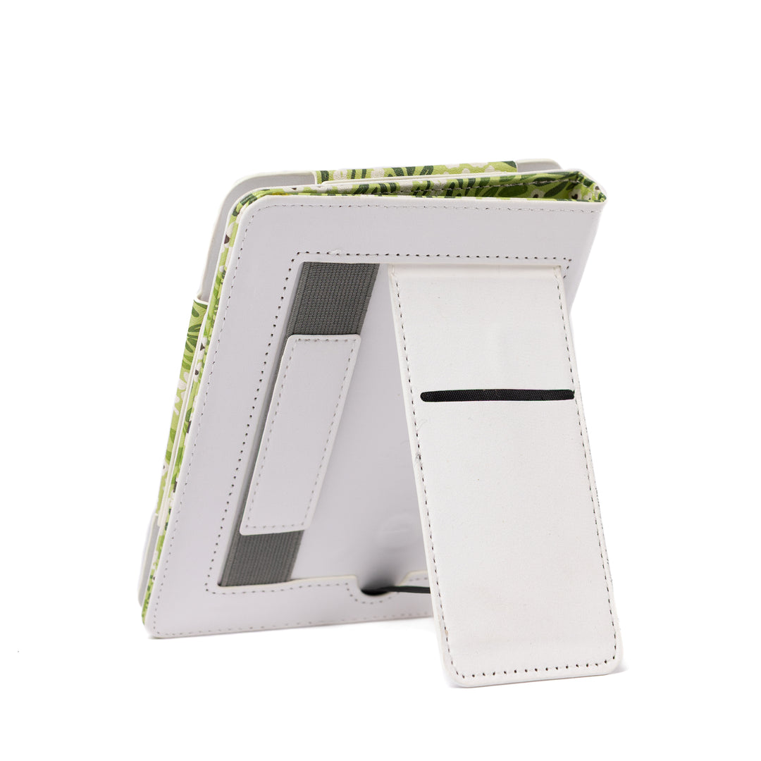 Matcha Floral Kindle Case – Elegant Faux Leather with Kickstand