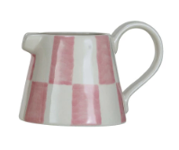 Stoneware Pitcher Check Pattern - Pink