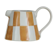 Stoneware Pitcher Check Pattern - Yellow