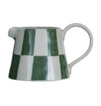 Stoneware Pitcher Check Pattern - Green