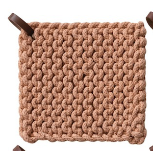 Cotton Crocheted Pot Holders w/ Leather Loop