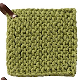 Cotton Crocheted Pot Holders w/ Leather Loop