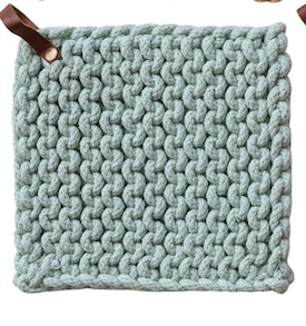 Cotton Crocheted Pot Holders w/ Leather Loop