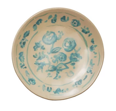 Stoneware Plate with Floral Image, 4 Styles