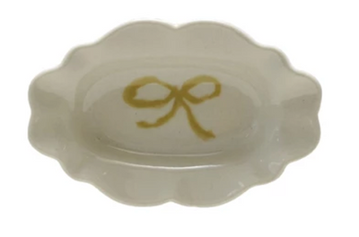 Stoneware Scalloped Bow Dish, 4 Colors
