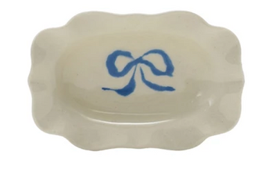 Stoneware Scalloped Bow Dish, 4 Colors