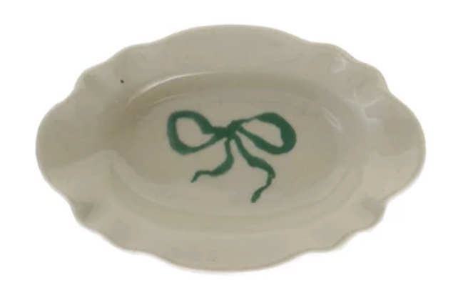 Stoneware Scalloped Bow Dish, 4 Colors