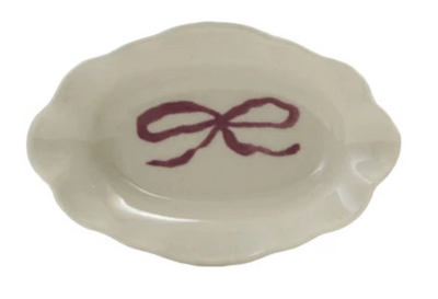 Stoneware Scalloped Bow Dish, 4 Colors