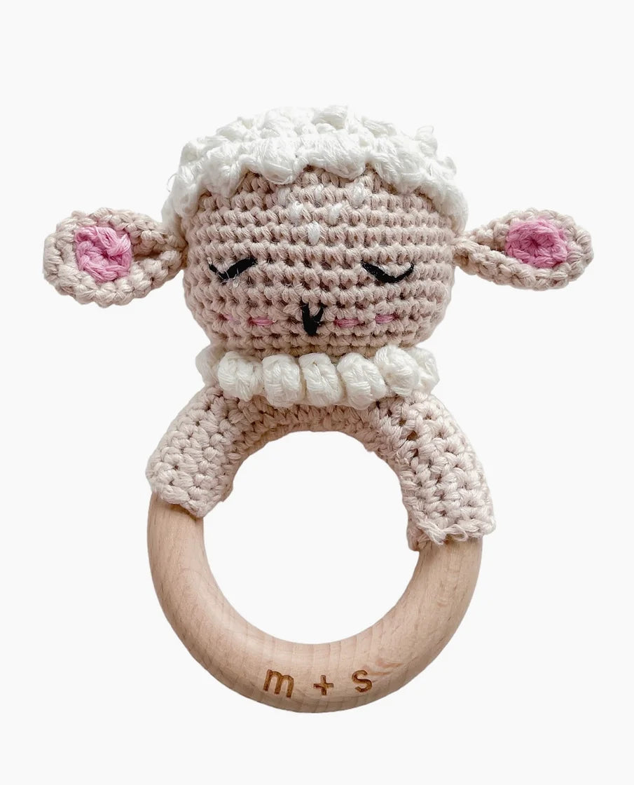 Lamb Hand Crochet Rattle